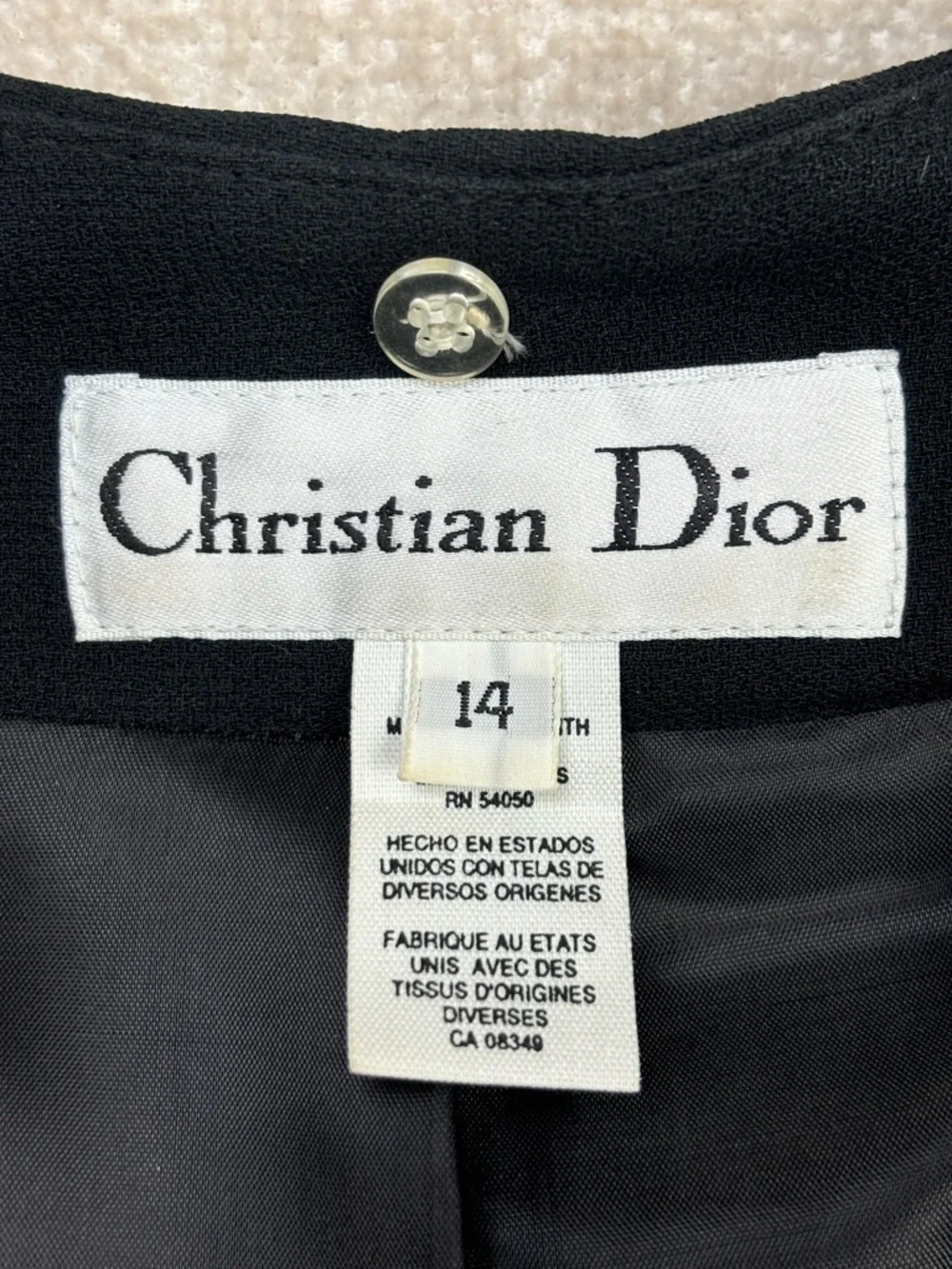 Vintage 90s Christian Dior Black Women's Blazer and Skirt Set Size 14 Black